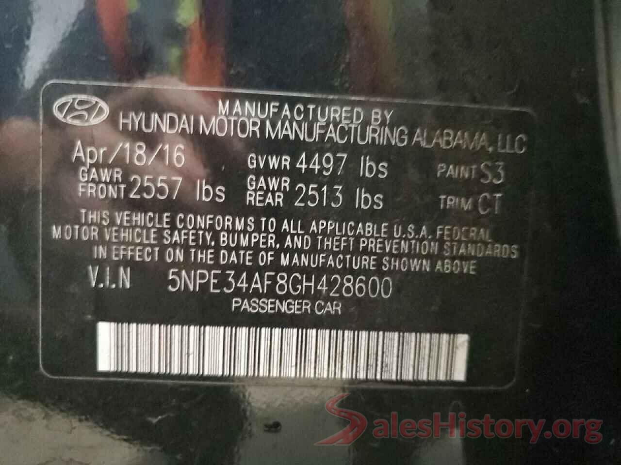 5NPE34AF8GH428600 2016 HYUNDAI SONATA