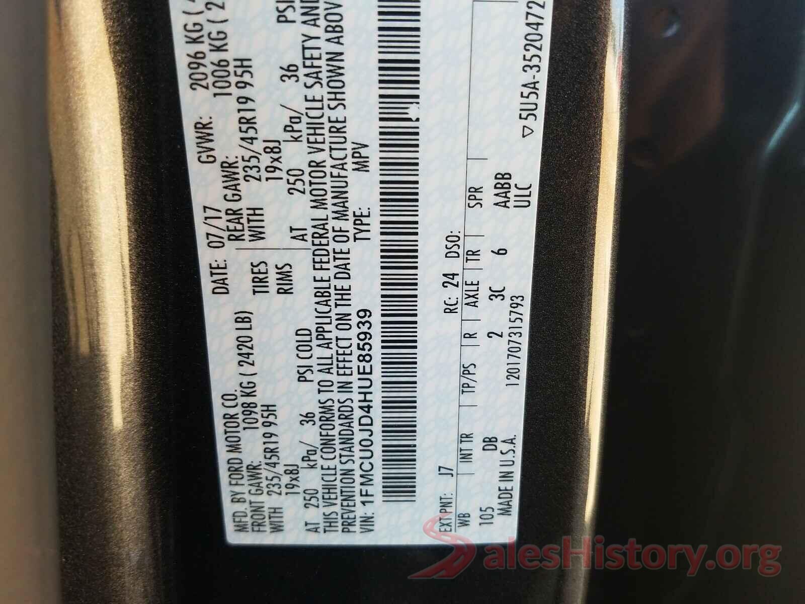 1FMCU0JD4HUE85939 2017 FORD ESCAPE