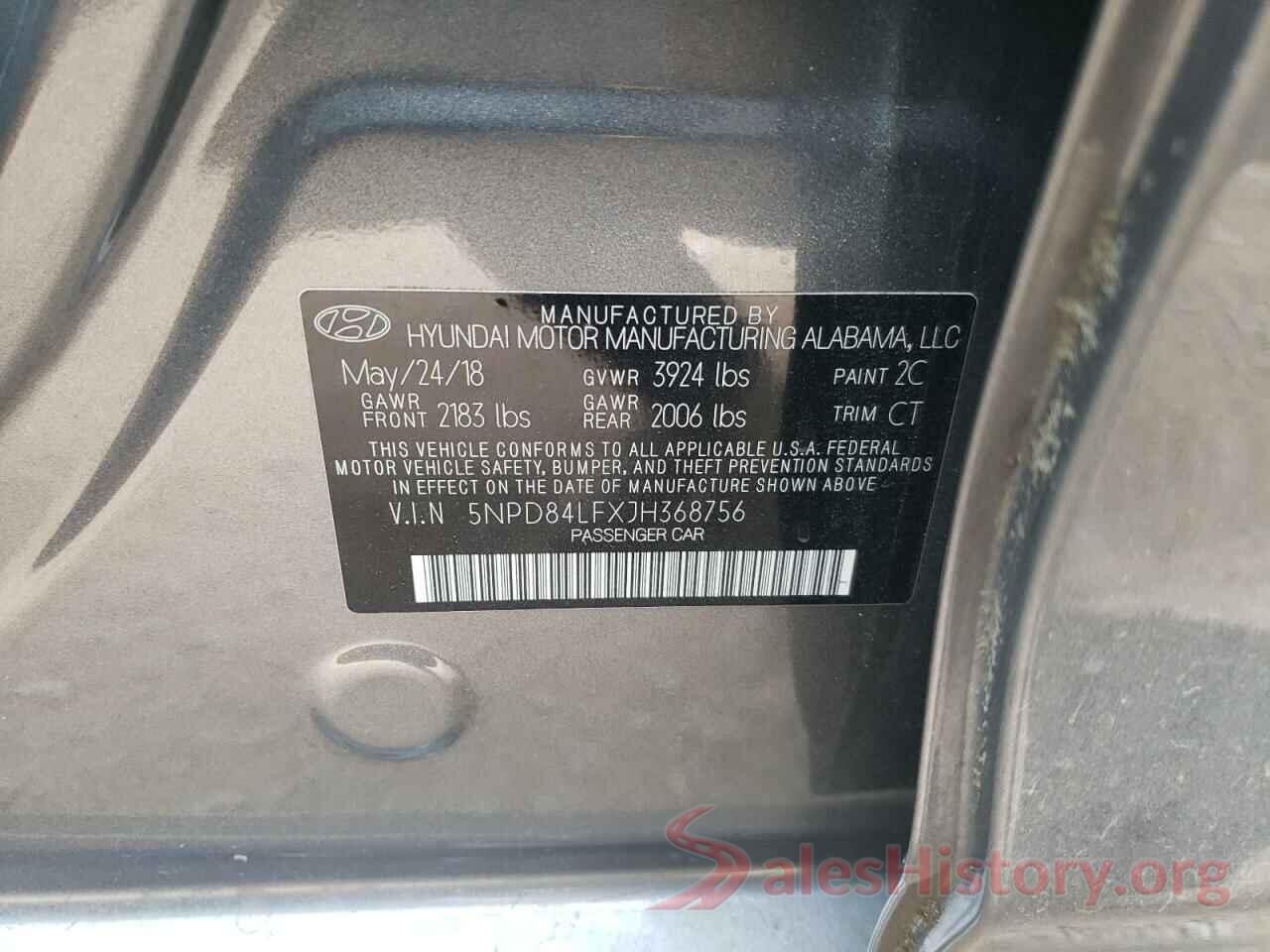 5NPD84LFXJH368756 2018 HYUNDAI ELANTRA