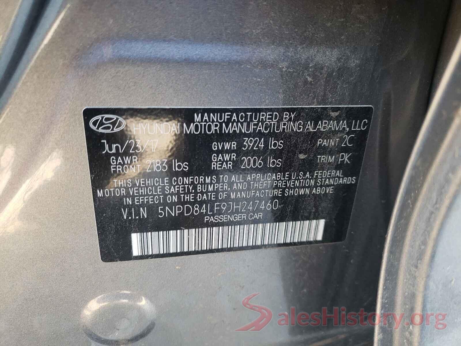 5NPD84LF9JH247460 2018 HYUNDAI ELANTRA