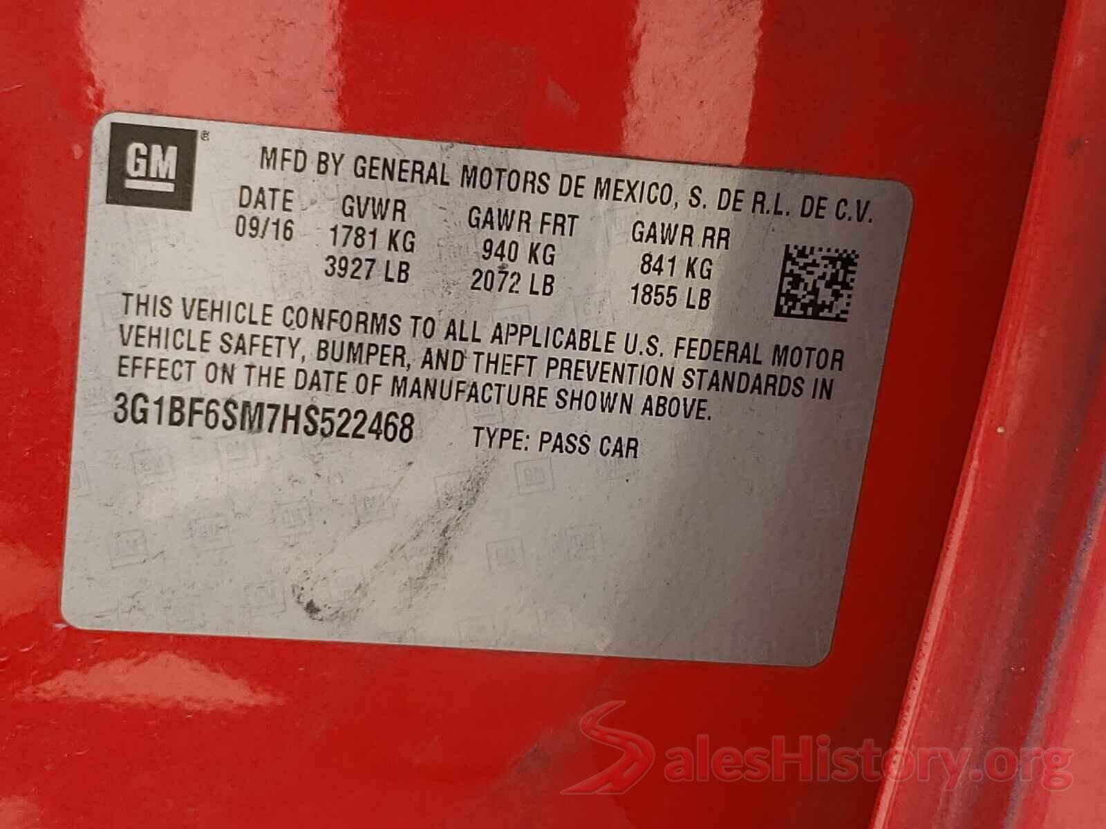 3G1BF6SM7HS522468 2017 CHEVROLET CRUZE