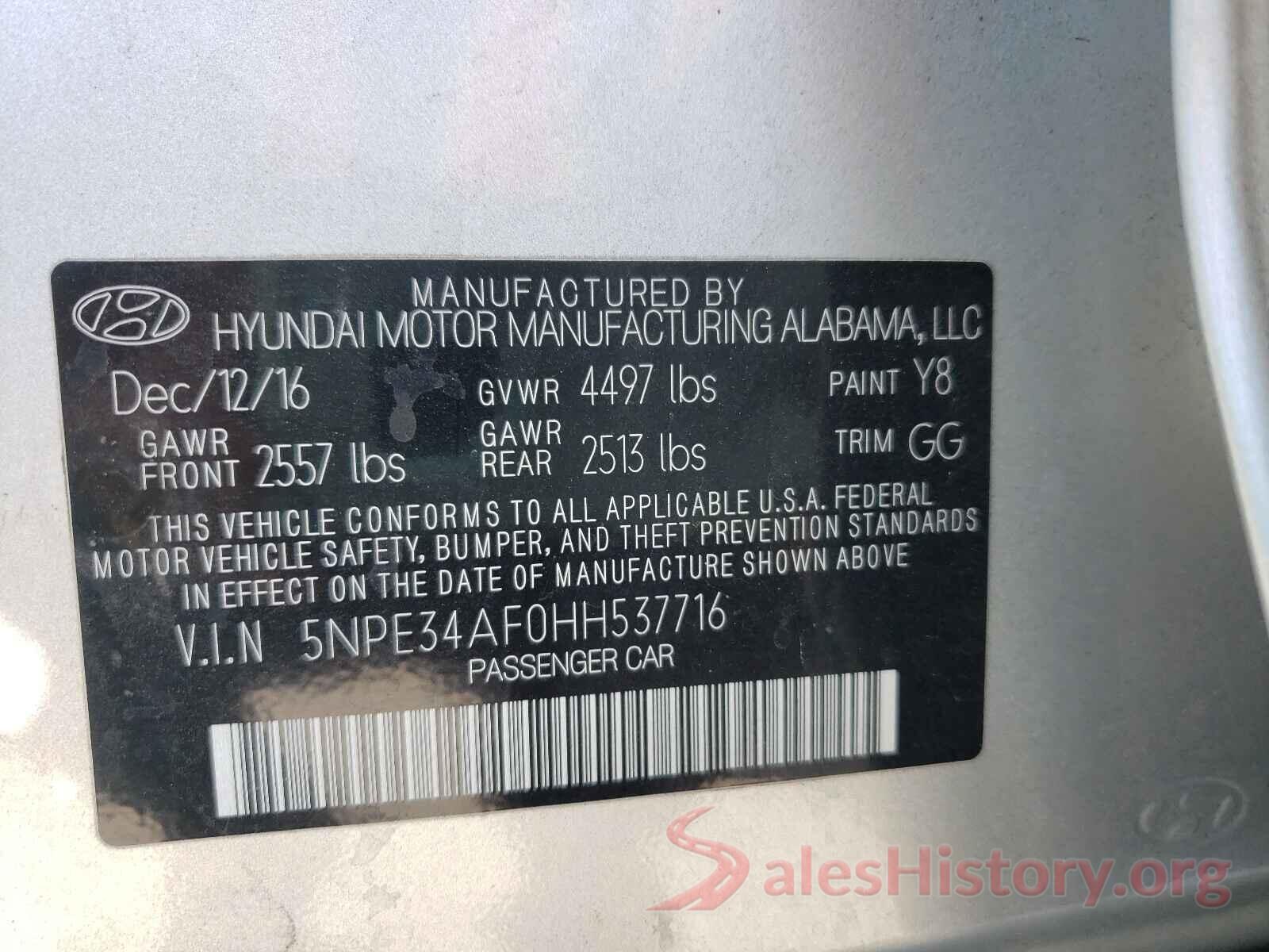 5NPE34AF0HH537716 2017 HYUNDAI SONATA