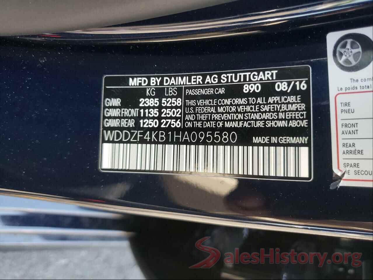 WDDZF4KB1HA095580 2017 MERCEDES-BENZ E-CLASS