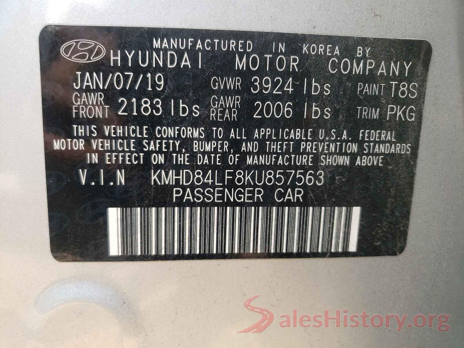 KMHD84LF8KU857563 2019 HYUNDAI ELANTRA