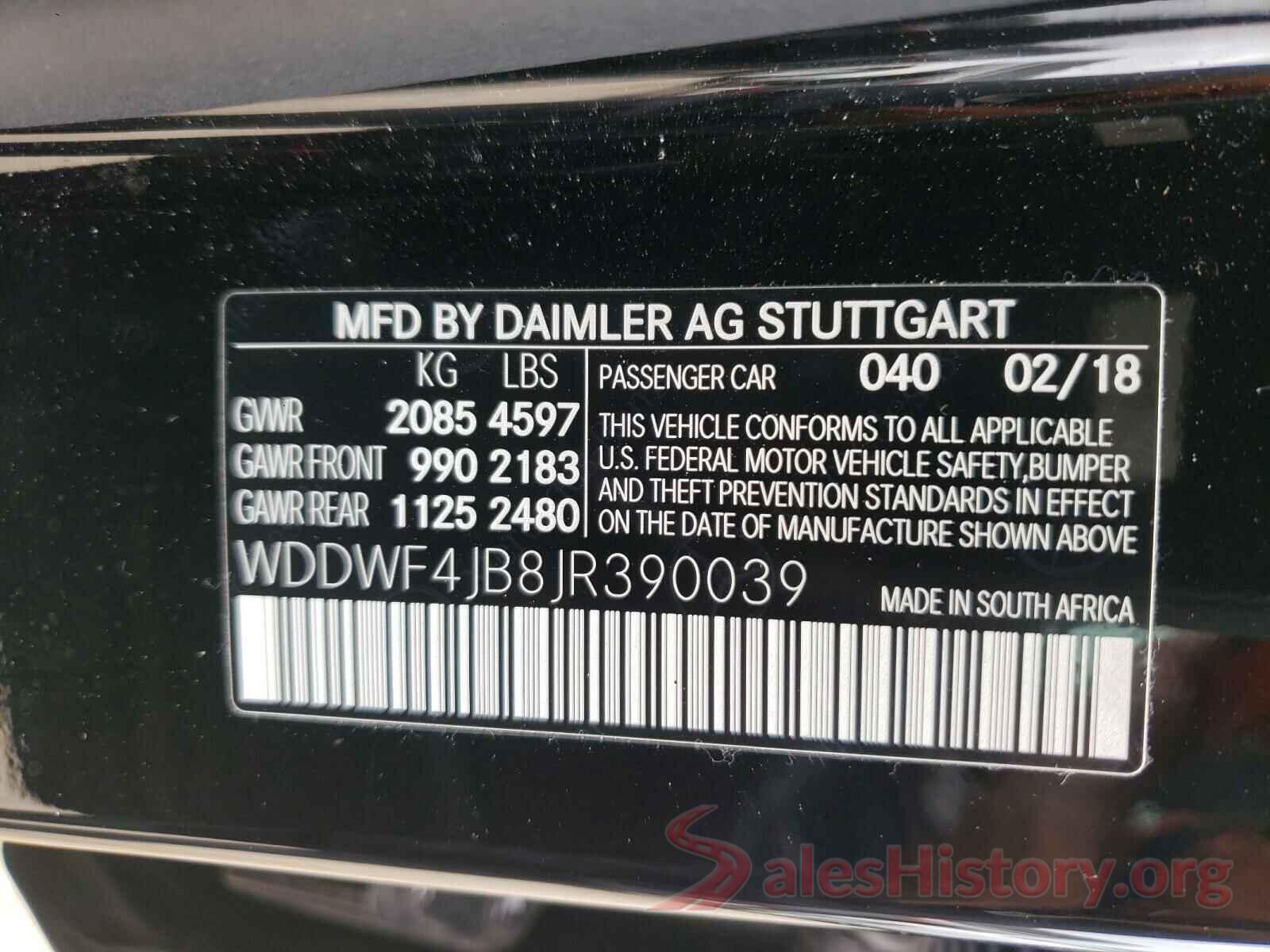 WDDWF4JB8JR390039 2018 MERCEDES-BENZ C-CLASS