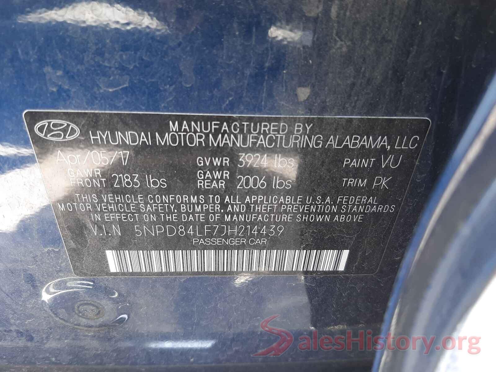 5NPD84LF7JH214439 2018 HYUNDAI ELANTRA