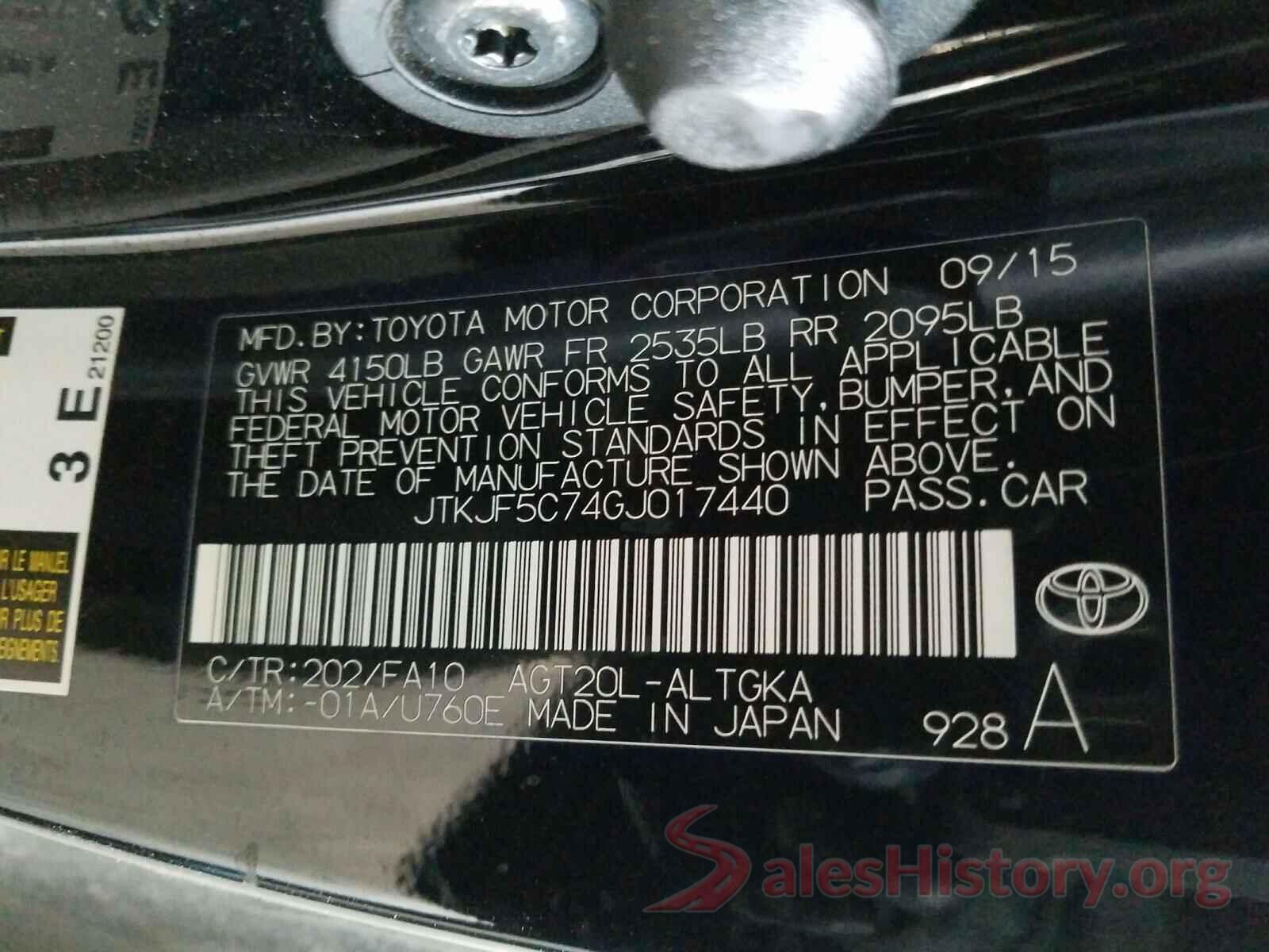 JTKJF5C74GJ017440 2016 TOYOTA SCION