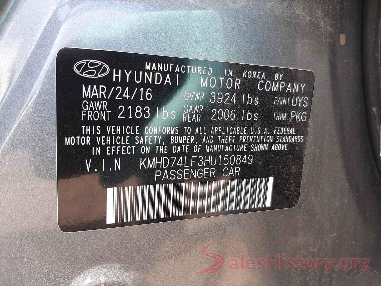 KMHD74LF3HU150849 2017 HYUNDAI ELANTRA