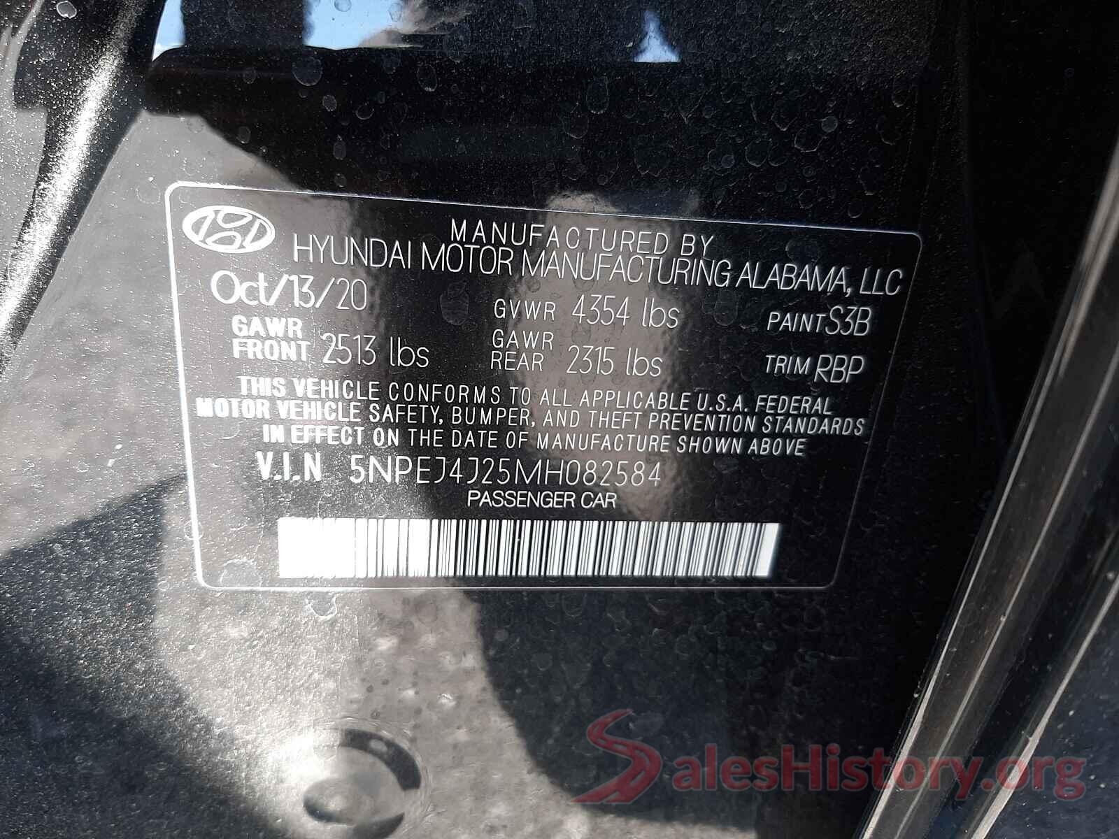 5NPEJ4J25MH082584 2021 HYUNDAI SONATA