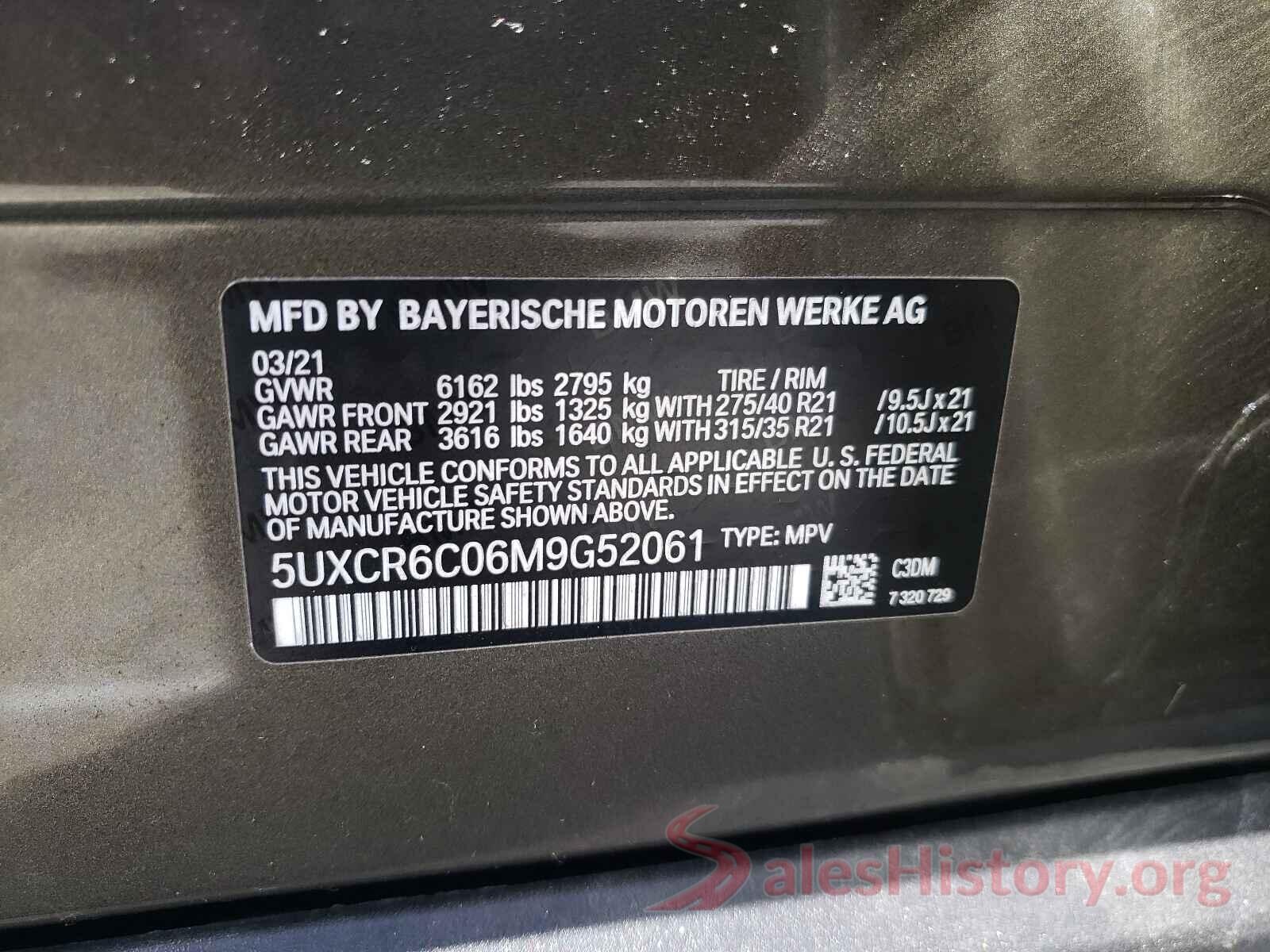 5UXCR6C06M9G52061 2021 BMW X5