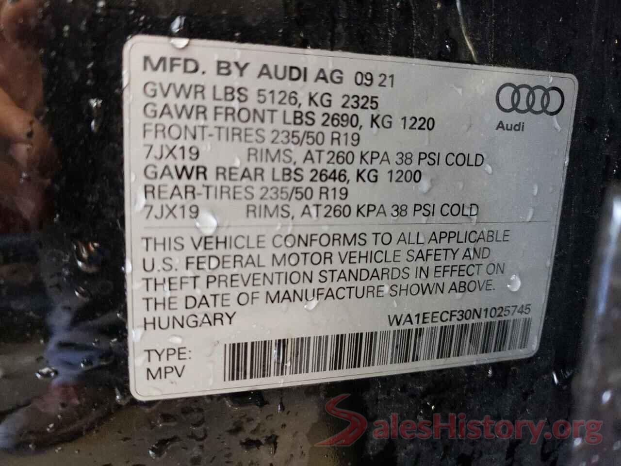 WA1EECF30N1025745 2022 AUDI Q3