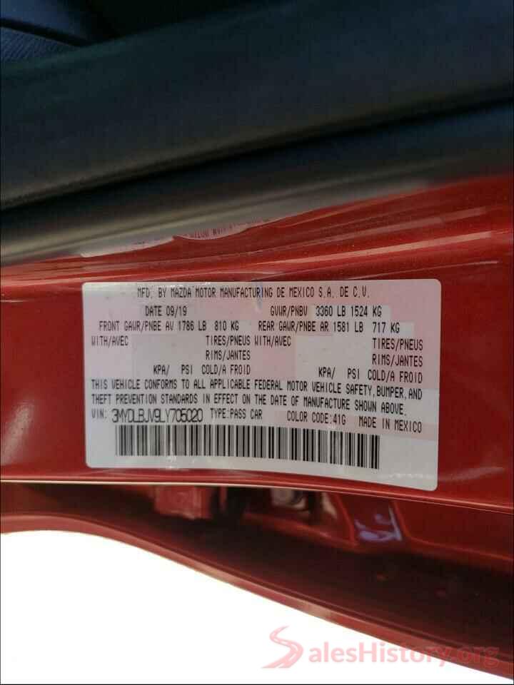 3MYDLBJV9LY705020 2020 TOYOTA YARIS