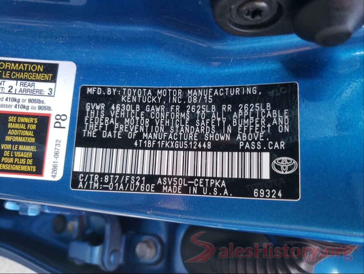 4T1BF1FKXGU512448 2016 TOYOTA CAMRY