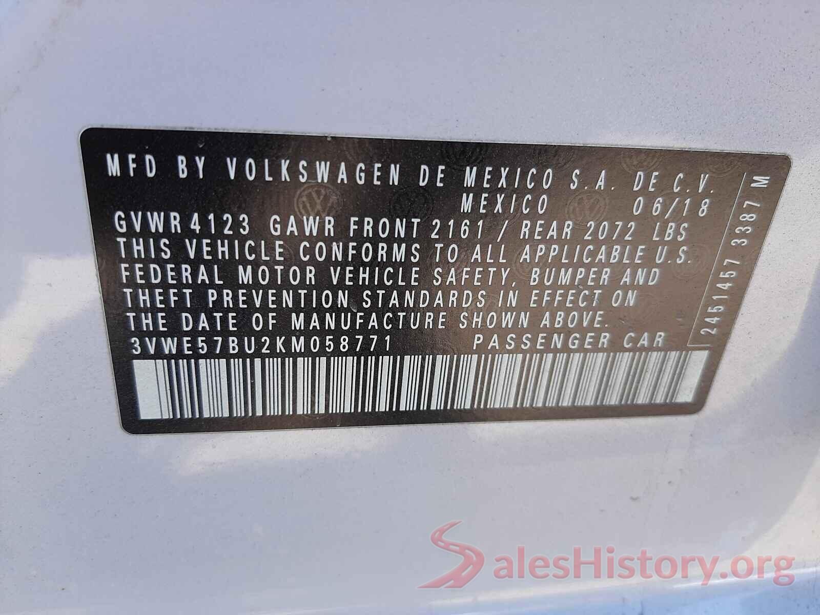 3VWE57BU2KM058771 2019 VOLKSWAGEN JETTA