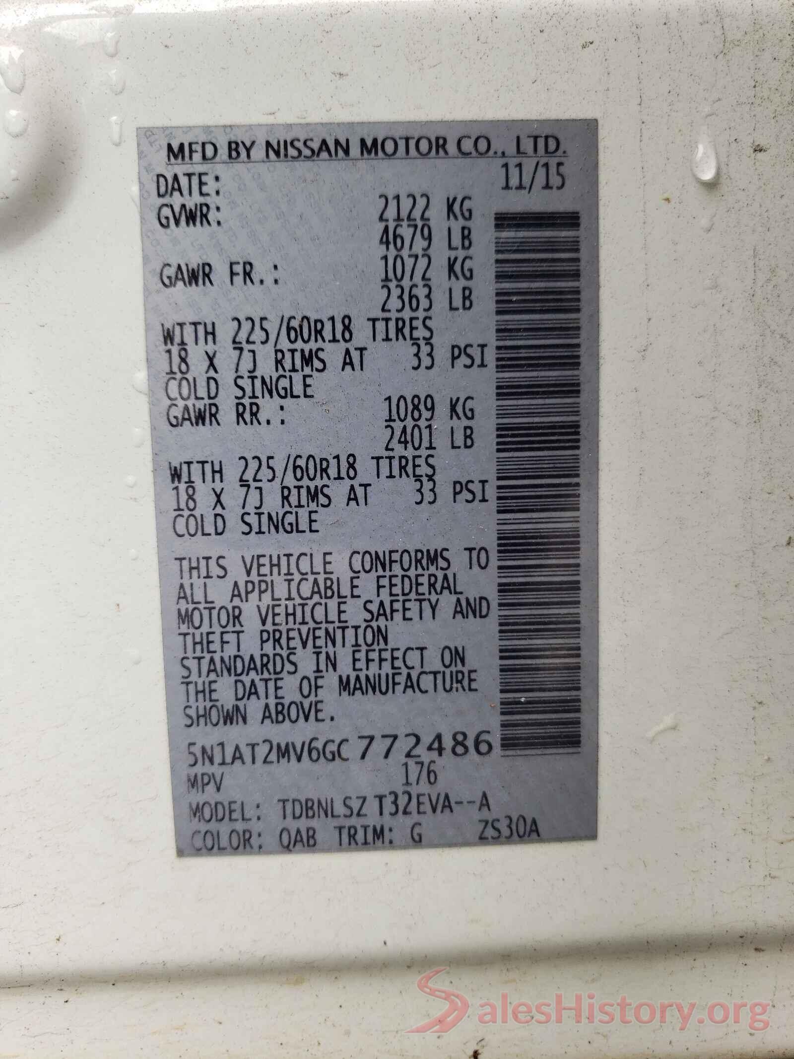 5N1AT2MV6GC772486 2016 NISSAN ROGUE