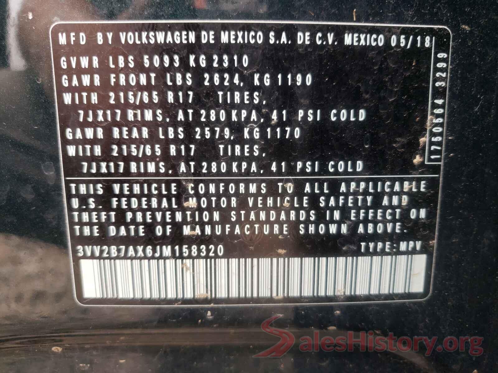 3VV2B7AX6JM158320 2018 VOLKSWAGEN TIGUAN