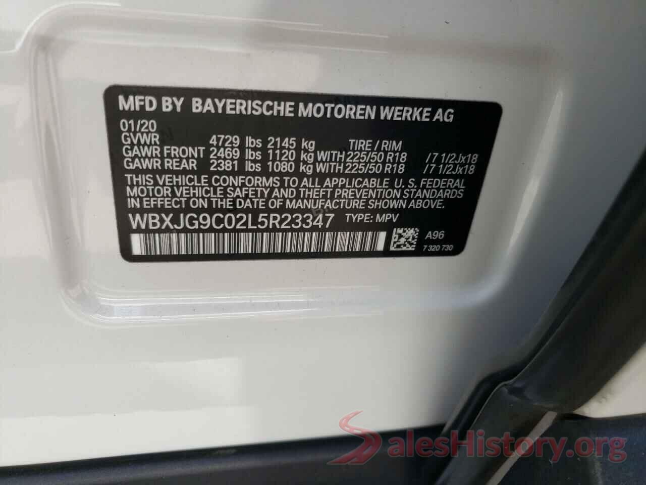 WBXJG9C02L5R23347 2020 BMW X1