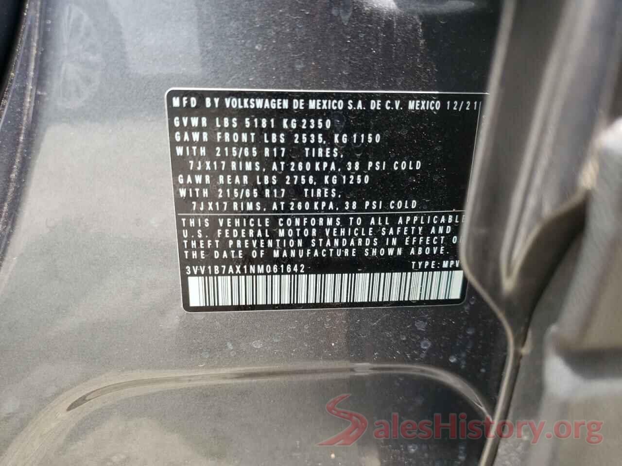 3VV1B7AX1NM061642 2022 VOLKSWAGEN TIGUAN