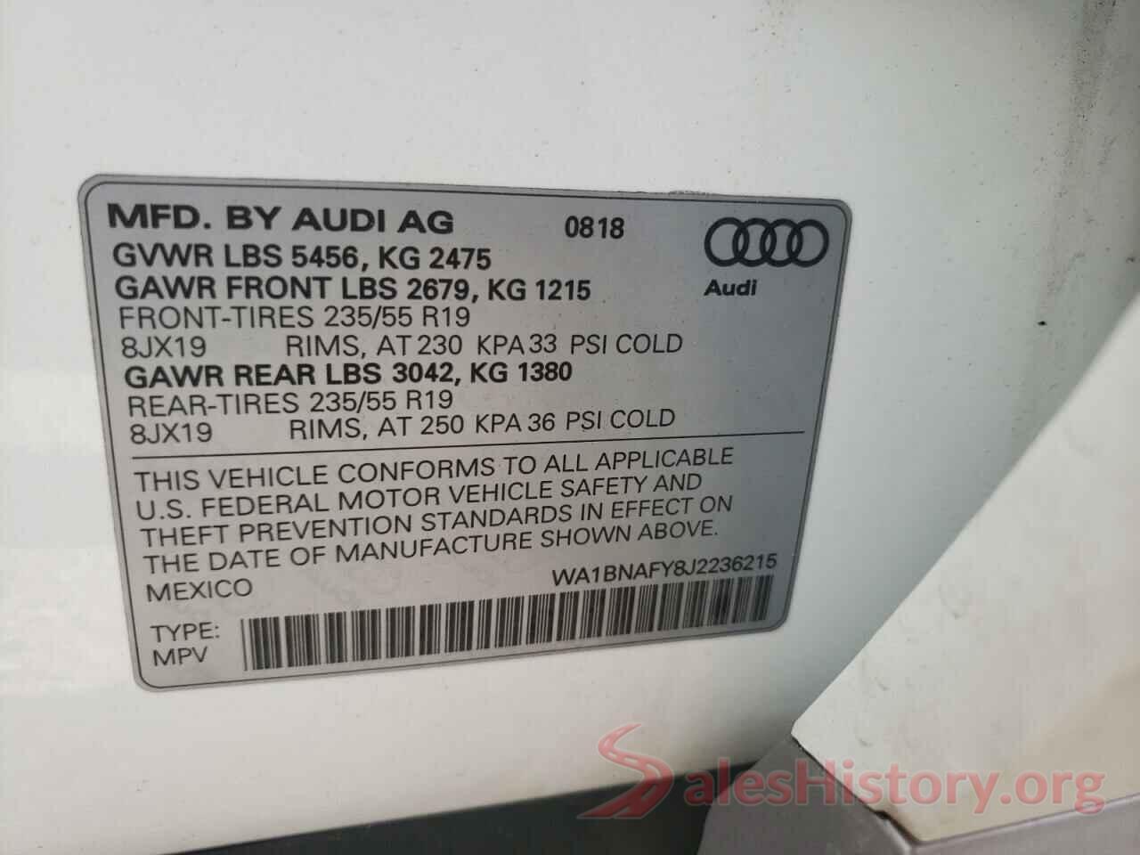 WA1BNAFY8J2236215 2018 AUDI Q5