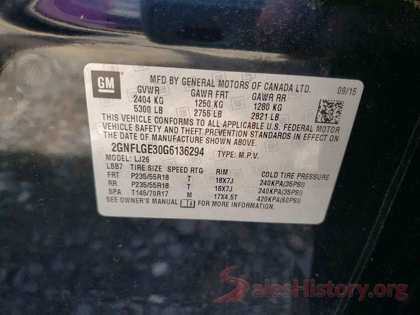 2GNFLGE30G6136294 2016 CHEVROLET EQUINOX