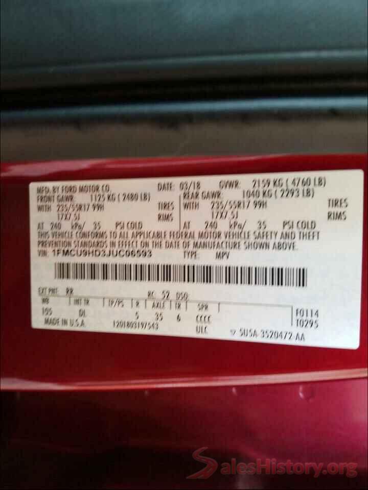 1FMCU9HD3JUC06593 2018 FORD ESCAPE