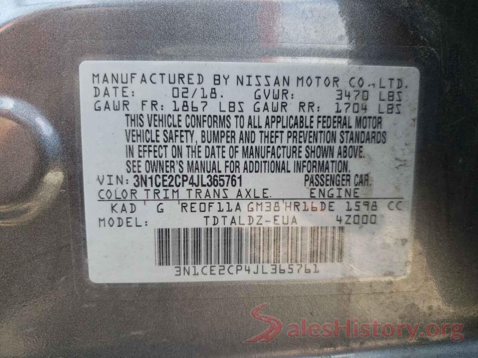 3N1CE2CP4JL365761 2018 NISSAN VERSA