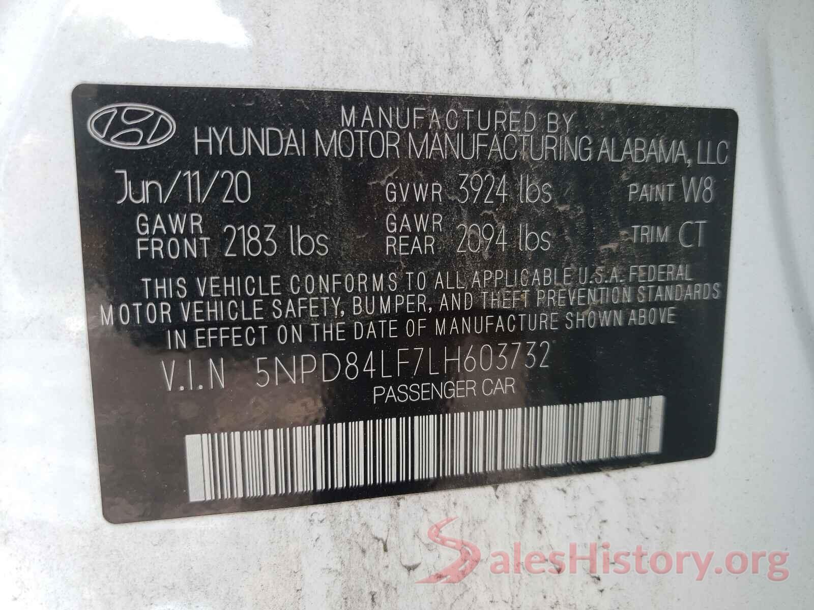 5NPD84LF7LH603732 2020 HYUNDAI ELANTRA