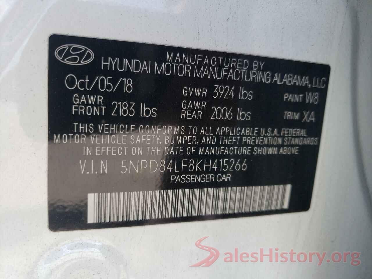 5NPD84LF8KH415266 2019 HYUNDAI ELANTRA