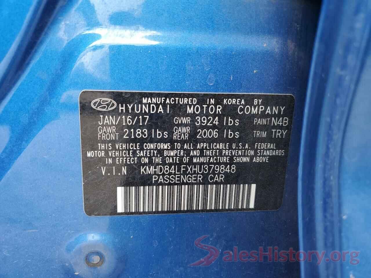 KMHD84LFXHU379848 2017 HYUNDAI ELANTRA