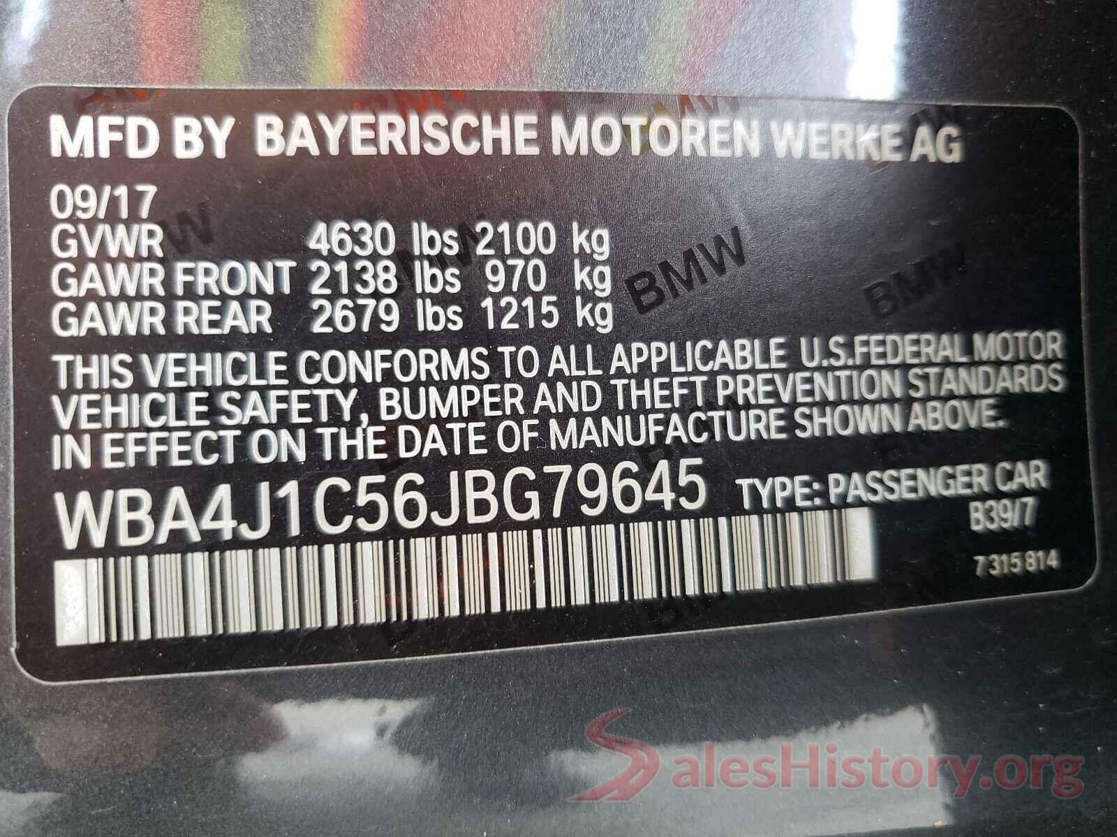 WBA4J1C56JBG79645 2018 BMW 4 SERIES