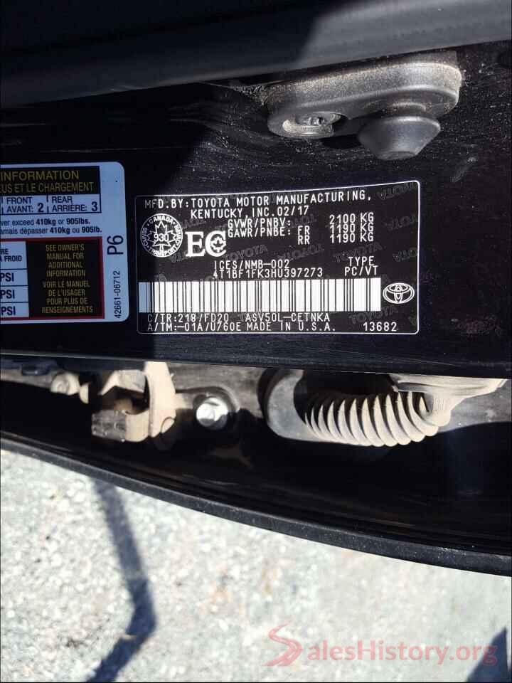 4T1BF1FK3HU397273 2017 TOYOTA CAMRY