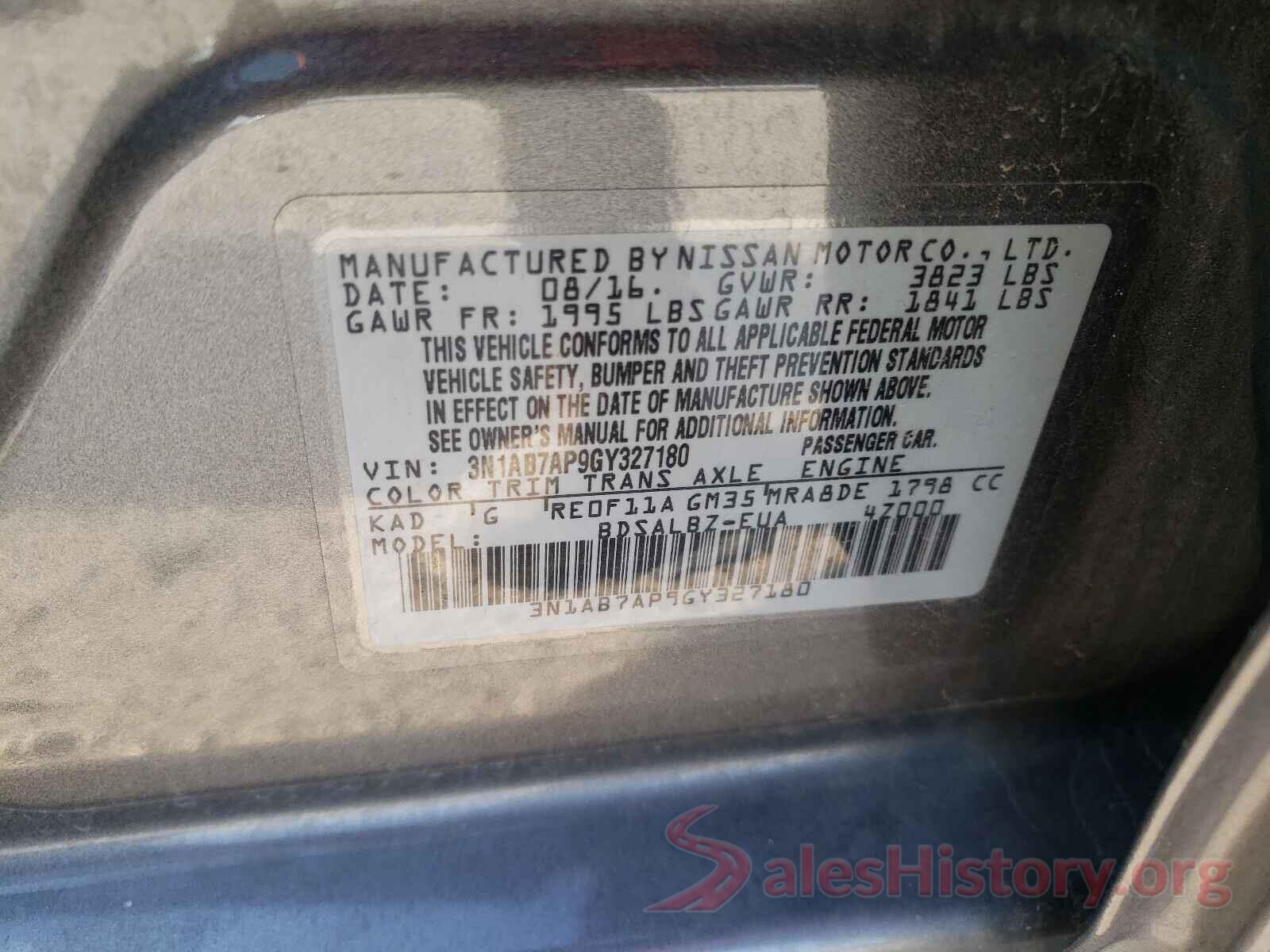 3N1AB7AP9GY327180 2016 NISSAN SENTRA