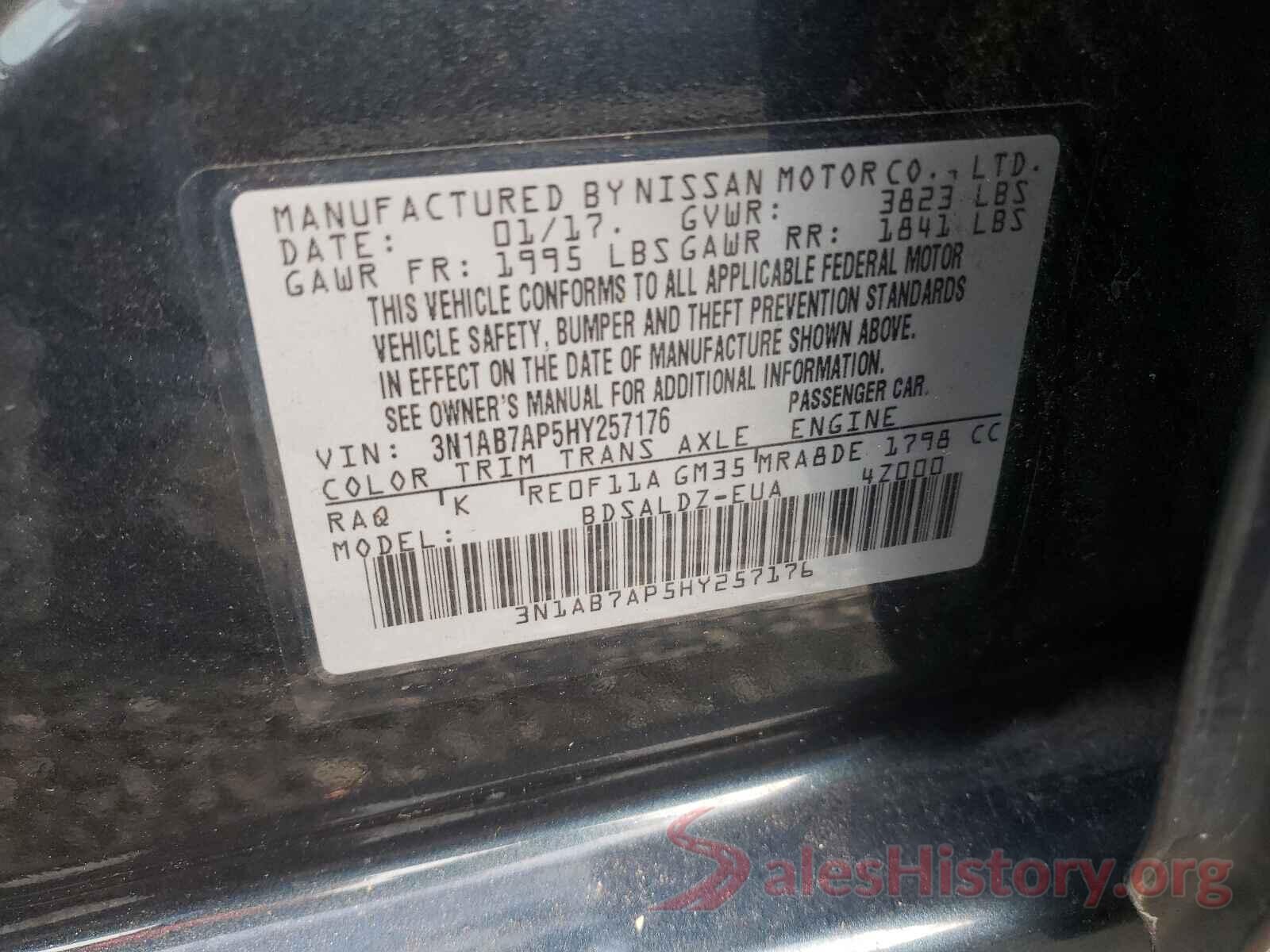 3N1AB7AP5HY257176 2017 NISSAN SENTRA