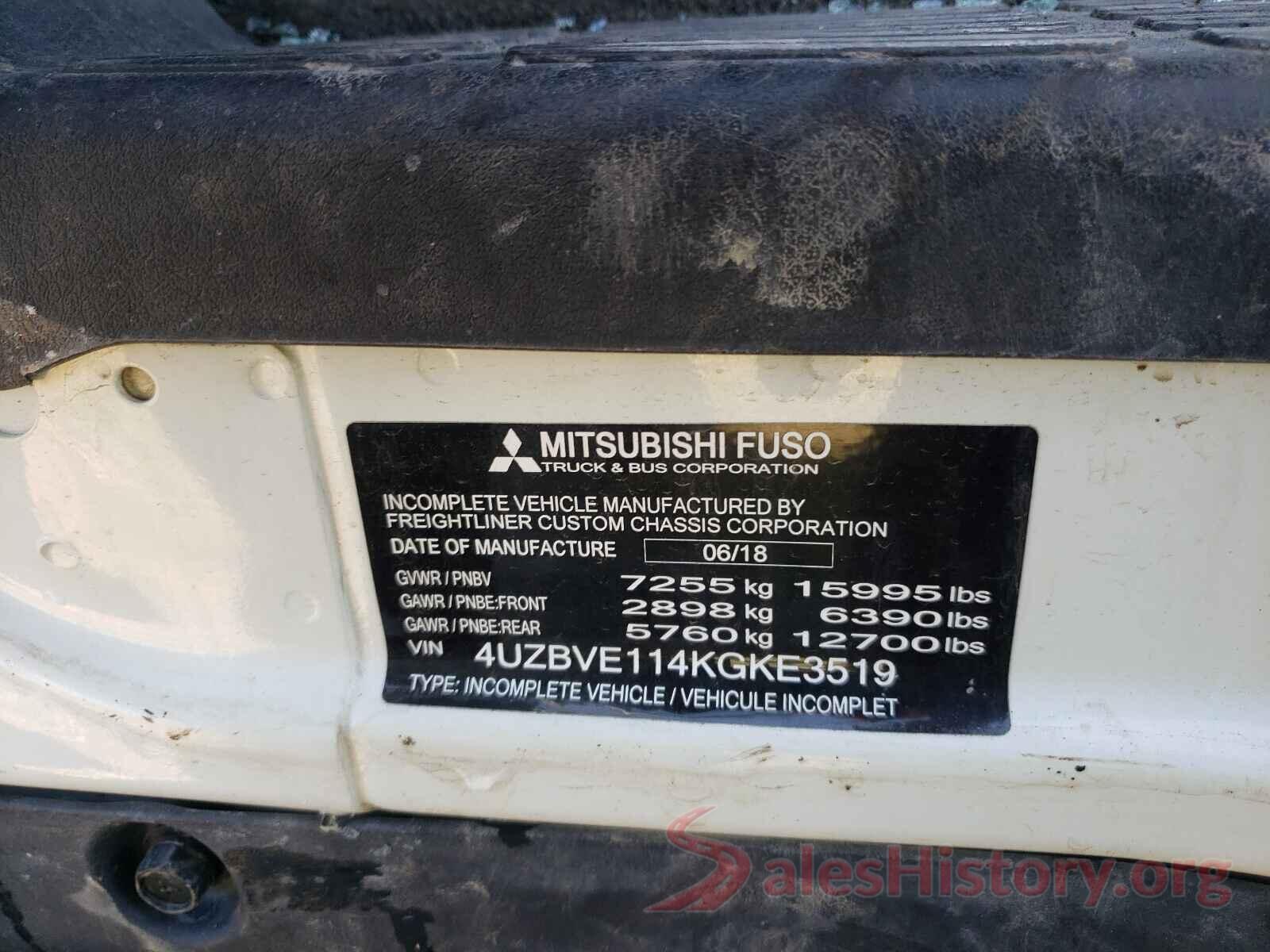 4UZBVE114KGKE3519 2019 MITSUBISHI ALL MODELS