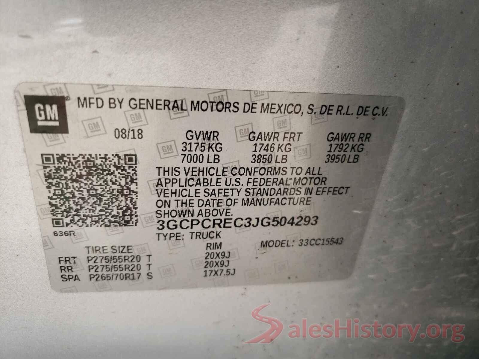 3GCPCREC3JG504293 2018 CHEVROLET SILVERADO