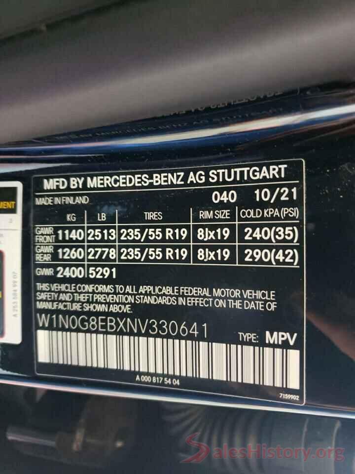 W1N0G8EBXNV330641 2022 MERCEDES-BENZ GLC-CLASS