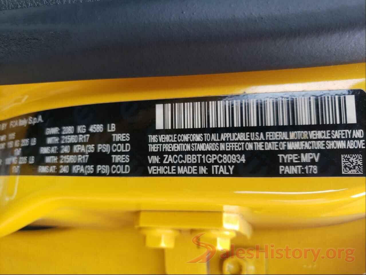 ZACCJBBT1GPC80934 2016 JEEP RENEGADE