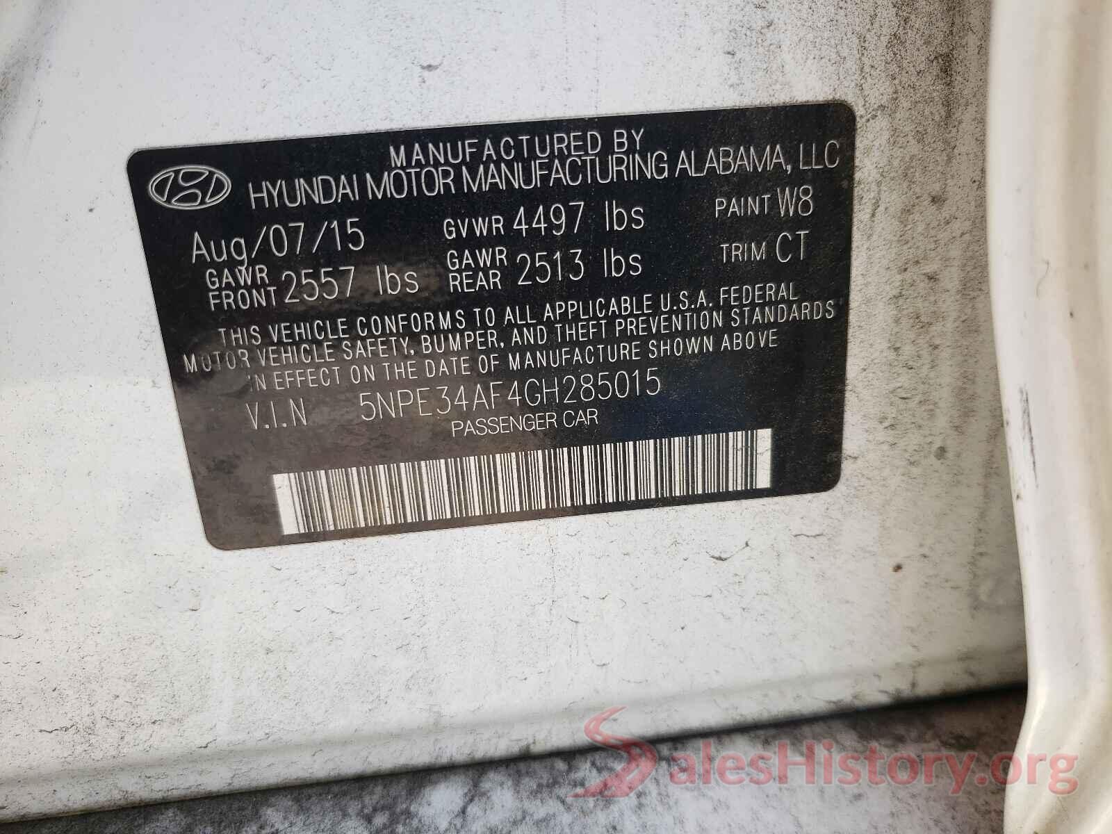 5NPE34AF4GH285015 2016 HYUNDAI SONATA