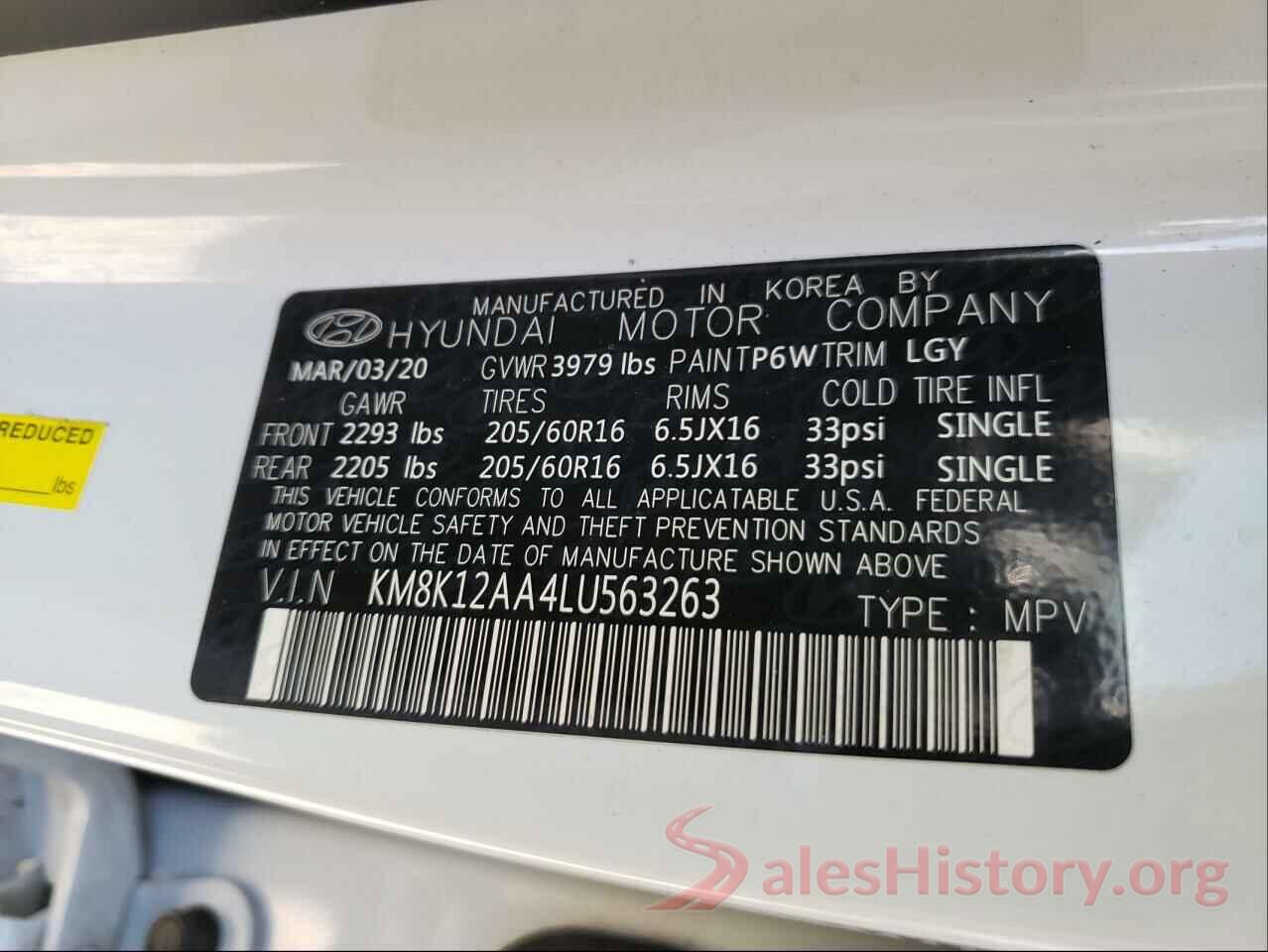 KM8K12AA4LU563263 2020 HYUNDAI KONA