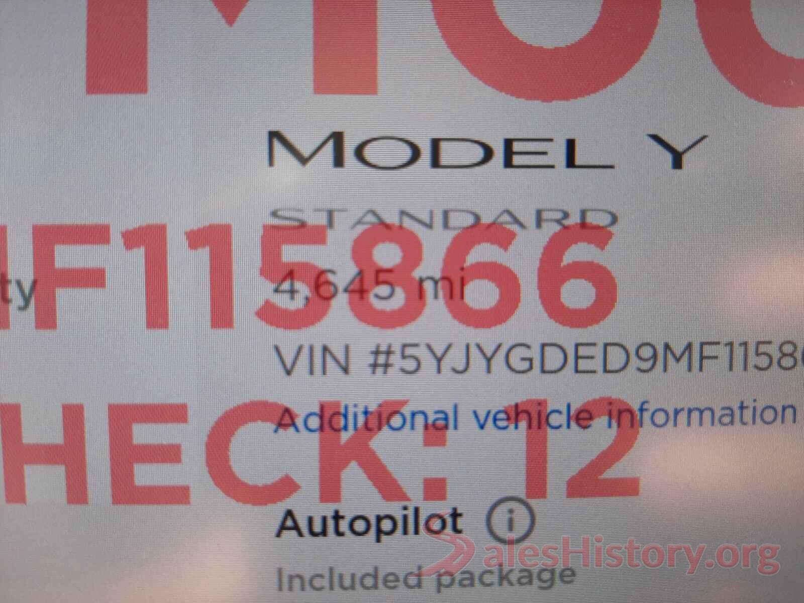 5YJYGDED9MF115866 2021 TESLA MODEL Y