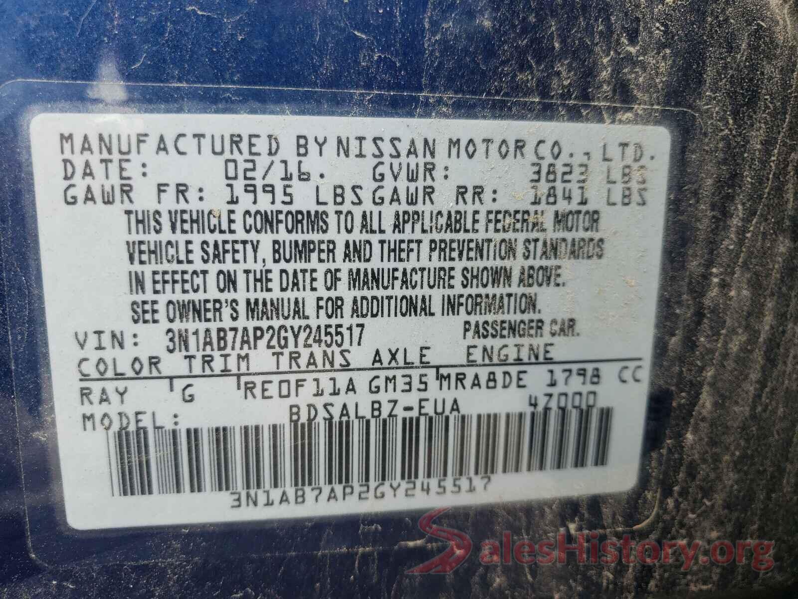 3N1AB7AP2GY245517 2016 NISSAN SENTRA