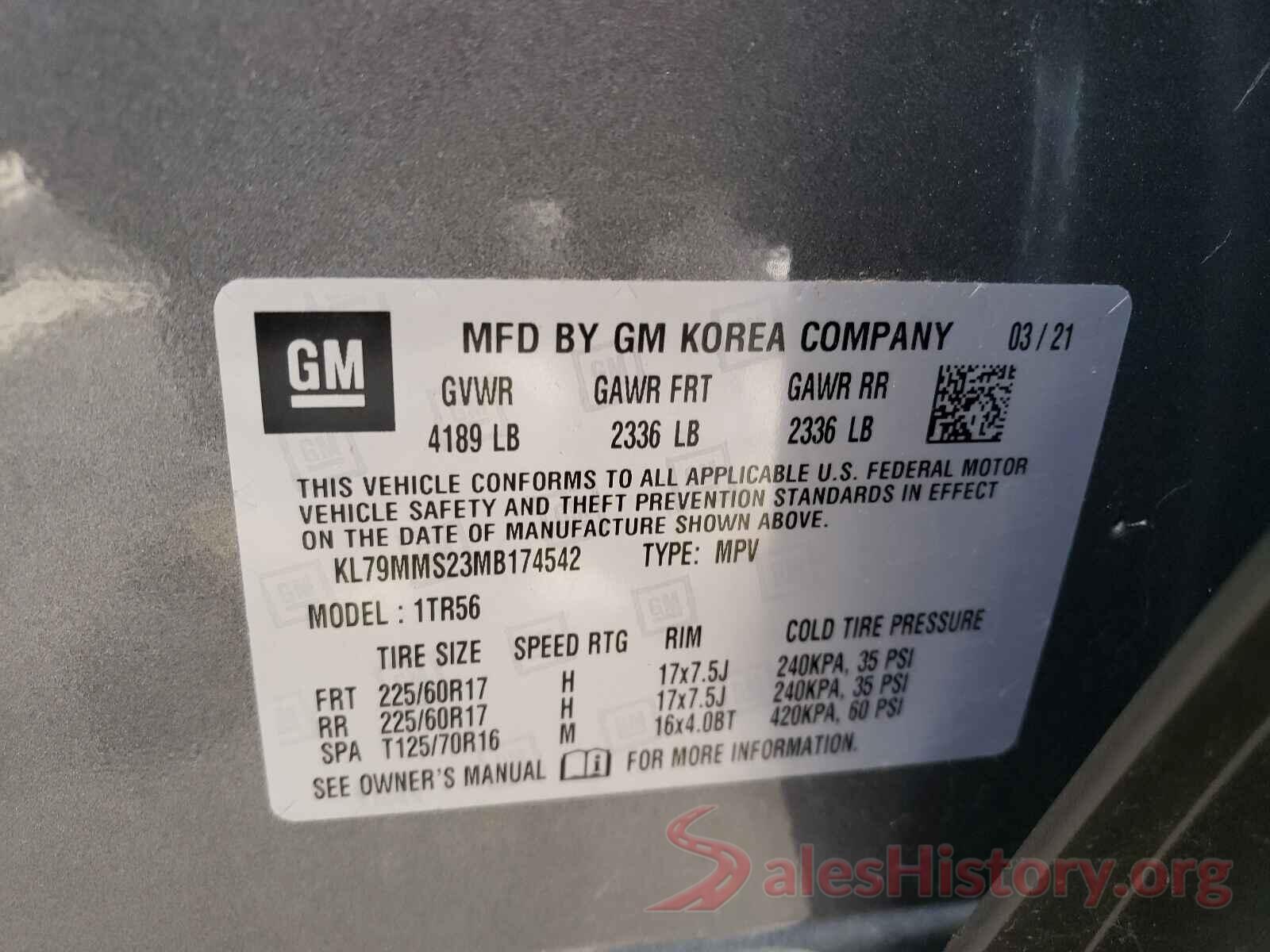 KL79MMS23MB174542 2021 CHEVROLET TRAILBLAZE