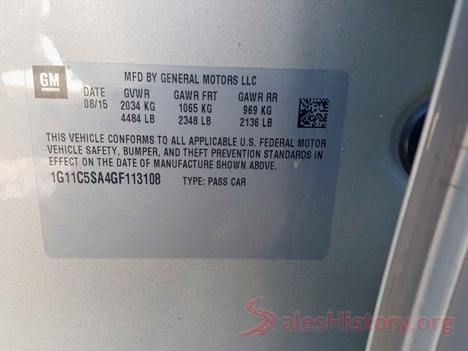 1G11C5SA4GF113108 2016 CHEVROLET MALIBU