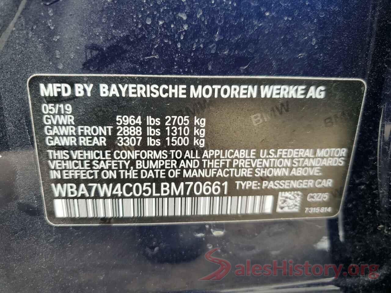 WBA7W4C05LBM70661 2020 BMW 7 SERIES