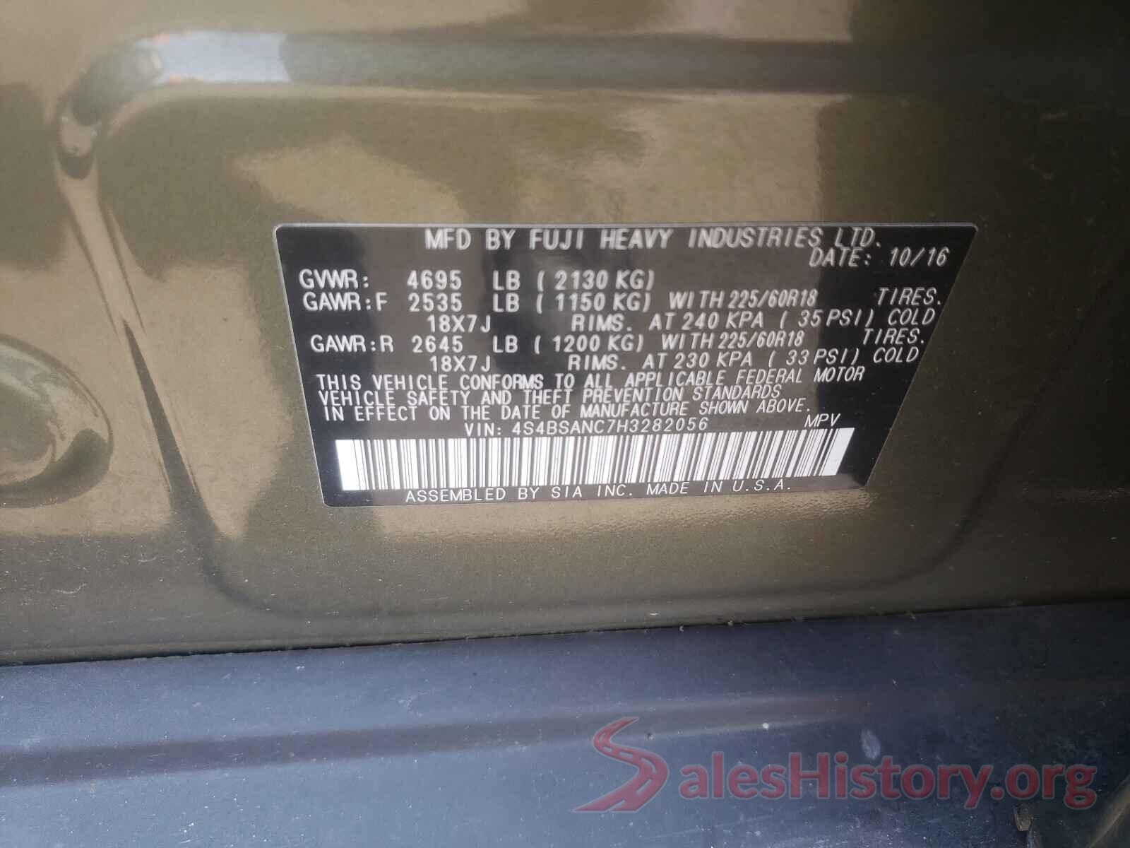 4S4BSANC7H3282056 2017 SUBARU OUTBACK