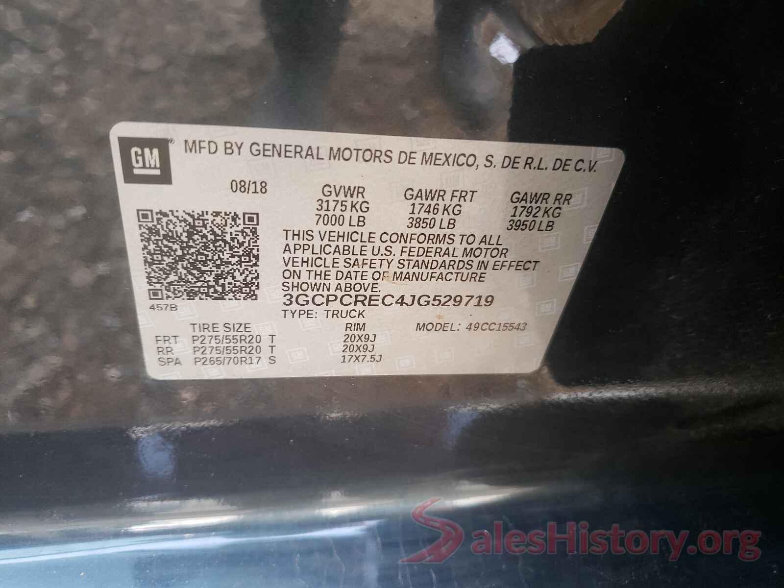 3GCPCREC4JG529719 2018 CHEVROLET SILVERADO