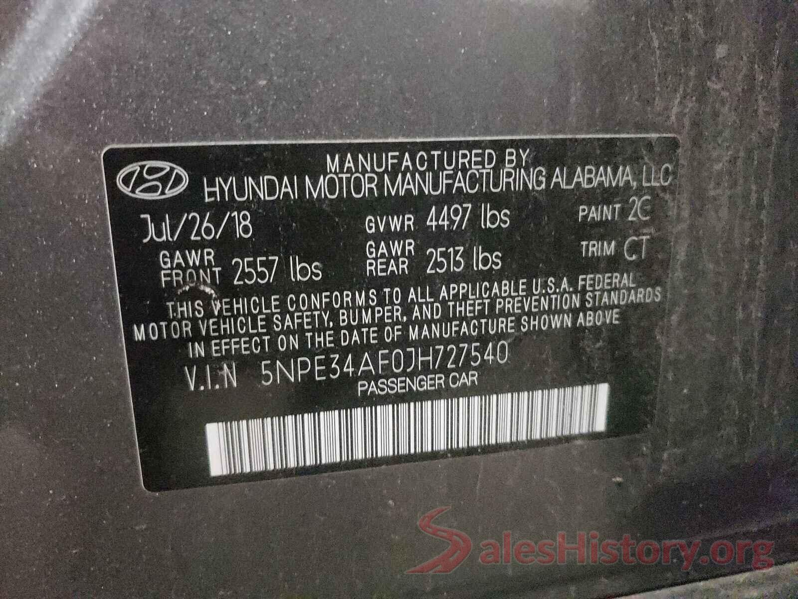 5NPE34AF0JH727540 2018 HYUNDAI SONATA