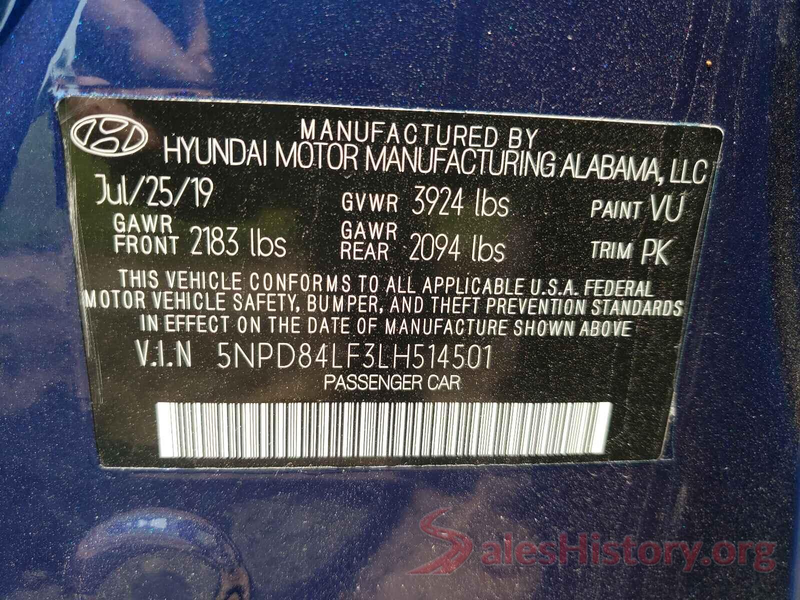 5NPD84LF3LH514501 2020 HYUNDAI ELANTRA