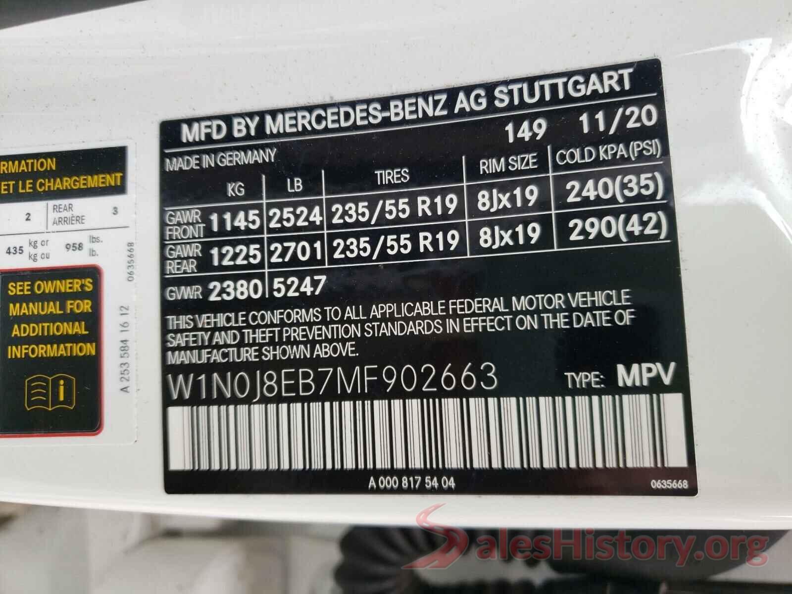 W1N0J8EB7MF902663 2021 MERCEDES-BENZ GLC-CLASS