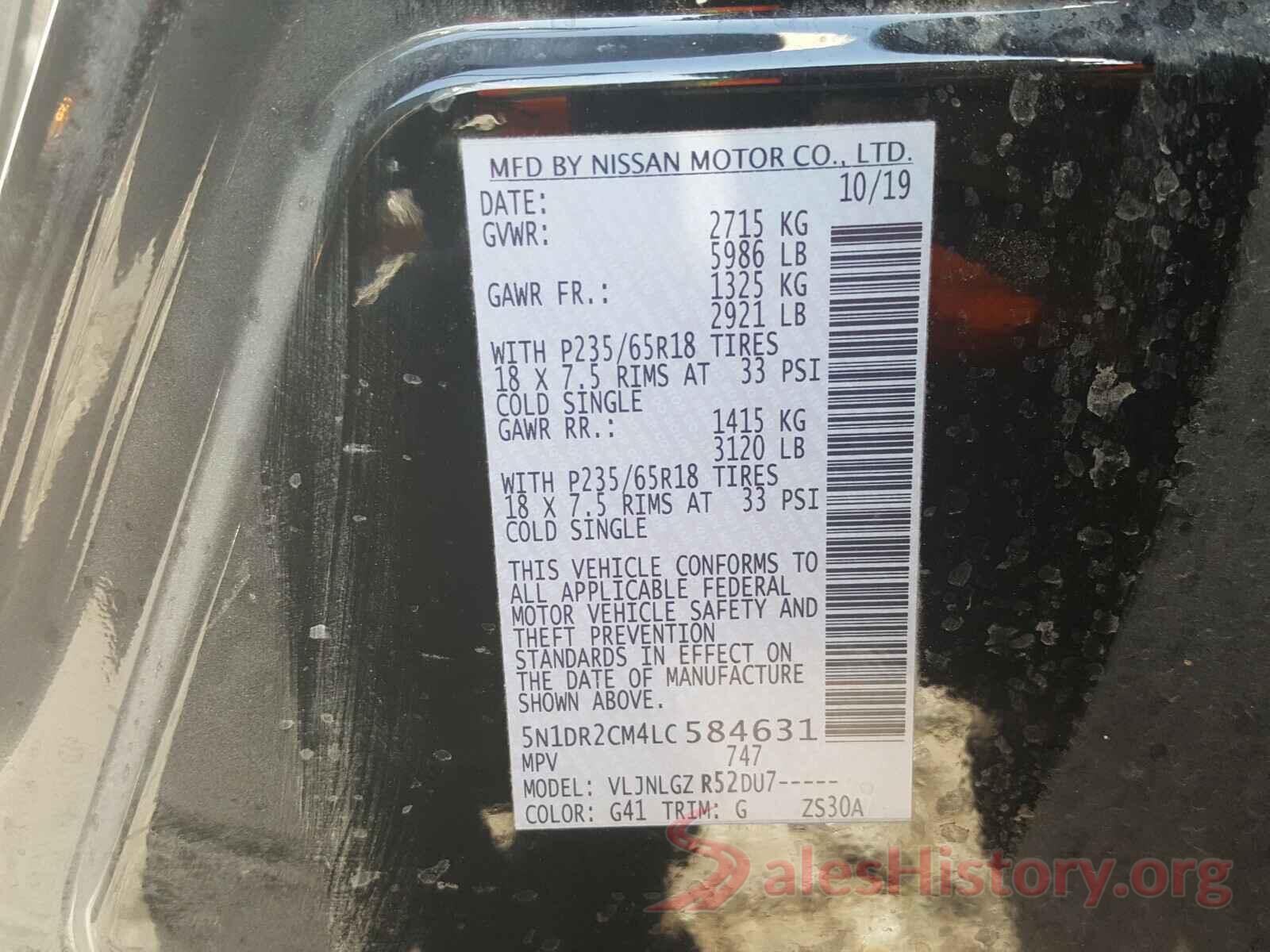 5N1DR2CM4LC584631 2020 NISSAN PATHFINDER